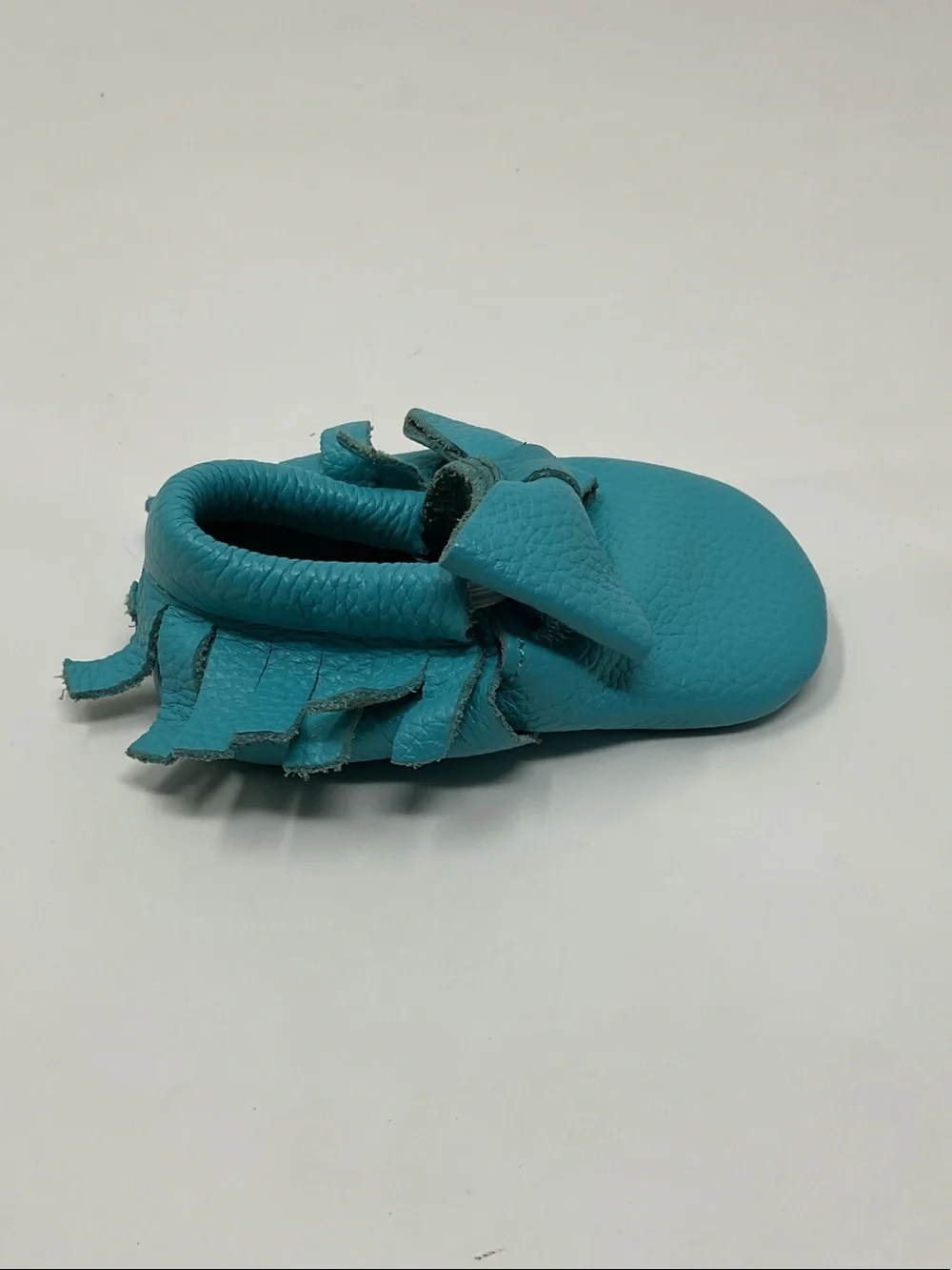 Baby Teal Soft Leather Moccasins with Bow
